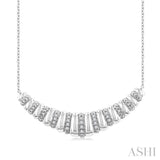 1/10 Ctw Ribbed Dome Shape Single Cut Diamond Bold Fashion Pendant With Chain in Sterling Silver