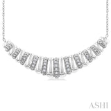 1/10 Ctw Ribbed Dome Shape Single Cut Diamond Bold Fashion Pendant With Chain in Sterling Silver