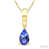 5X3 MM Pear Shape Tanzanite Precious Solitaire Pendant With Chain in 14K Yellow Gold