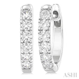 1/2 Ctw Round Cut Diamond Hoop Earrings in 14K White Gold