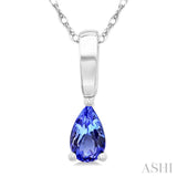 5X3 MM Pear Shape Tanzanite Precious Solitaire Pendant With Chain in 14K White Gold