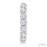 2 Ctw Inside-Out Embellished Round Cut Diamond Hoop Earrings in 14K White Gold