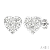 1/6 Ctw Lovebright Petite Heart Shape Round Cut Diamond Fashion Stud Earring in 10K Yellow and White Gold