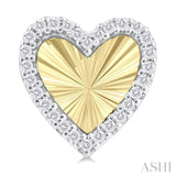 1/5 Ctw Fluted Texture Heart Shape Round Cut Diamond Pirouette Fashion Stud Earring in 10K Yellow and White Gold
