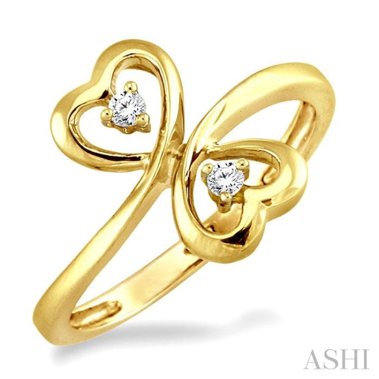 14K Yellow Gold Love Knot Diamond Fashion Ring