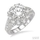 1 3/4 Ctw Diamond Flower Semi-Mount Engagement Ring in 18K White Gold