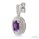 Oval Shape Silver Gemstone & Diamond Earrings