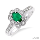 Oval Shape Silver Gemstone & Diamond Ring