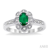 Oval Shape Silver Gemstone & Diamond Ring