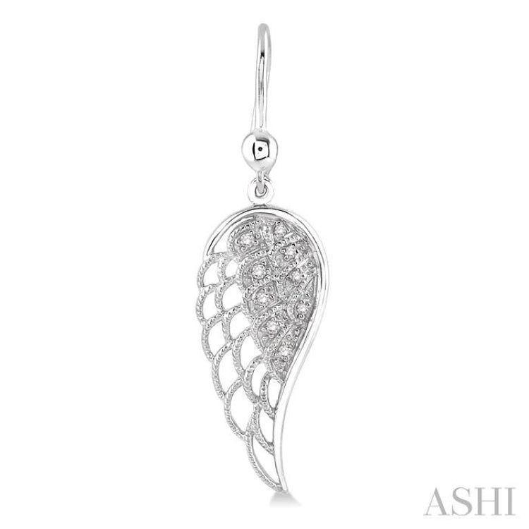 Silver Angel Wings Diamond Fashion Earrings