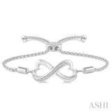 Heart Shape Silver Infinity Lariat Diamond Bracelet