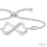 Heart Shape Silver Infinity Lariat Diamond Bracelet