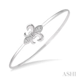 Silver Diamond Fleur De Lis Flexi Bangle