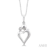 Heart Shape Silver Diamond Fashion Pendant