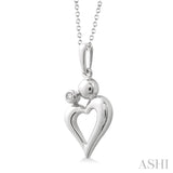 Heart Shape Silver Diamond Fashion Pendant