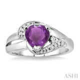 Heart Shape Silver Diamond & Gemstone Fashion Ring