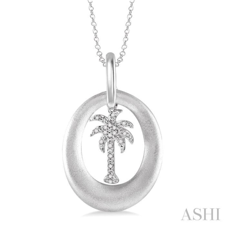Silver Palm Tree Diamond Fashion Pendant