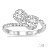 2 Stone Silver Diamond Fashion Ring
