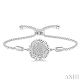 Silver Puff Circle Lariat Diamond Bracelet