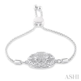 Silver Puff Circle Lariat Diamond Bracelet