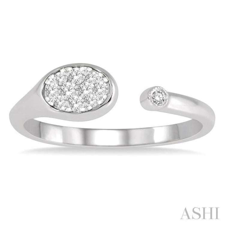 Oval Shape Lovebright Diamond Fashion Open Ring