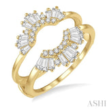5/8 ctw Arched Baguette and Round Cut Diamond Insert Ring in 14K Yellow Gold