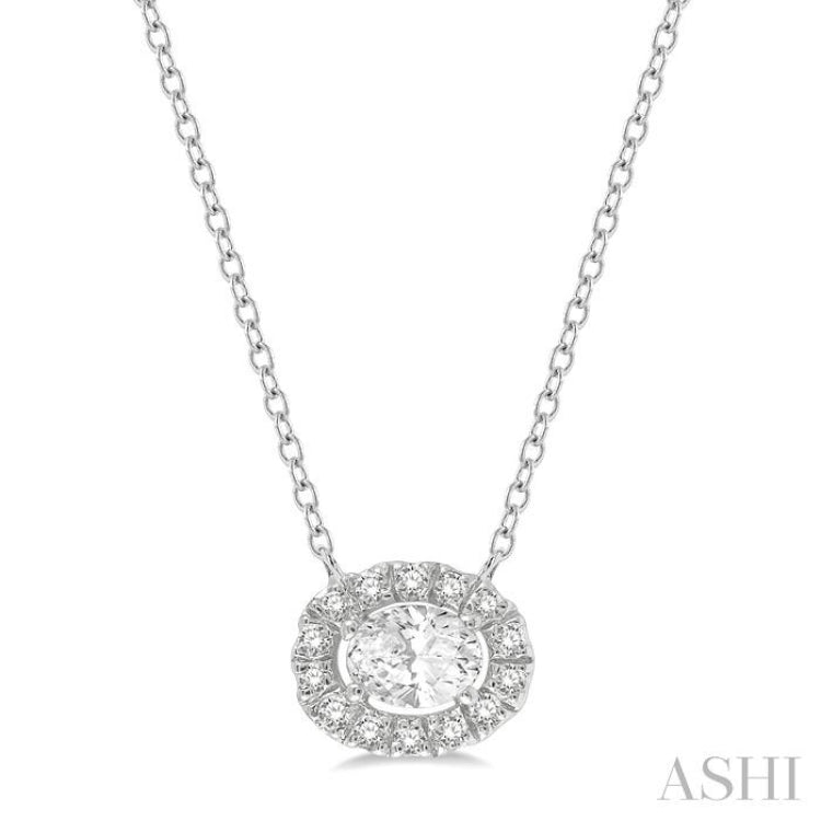 Stella Oval Halo Diamond Pendant