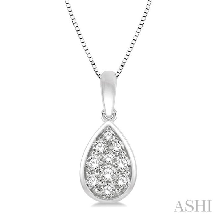 Pendant with a Bezel Set Pear Shape Diamond in 18K White Gold - Kwiat