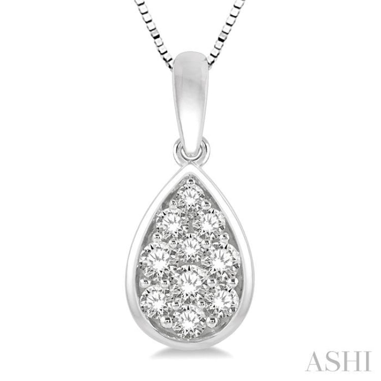 10.20 ct. t.w. Smoky Quartz Pear-Shaped Necklace with Diamond Accent in  Sterling Silver. 18